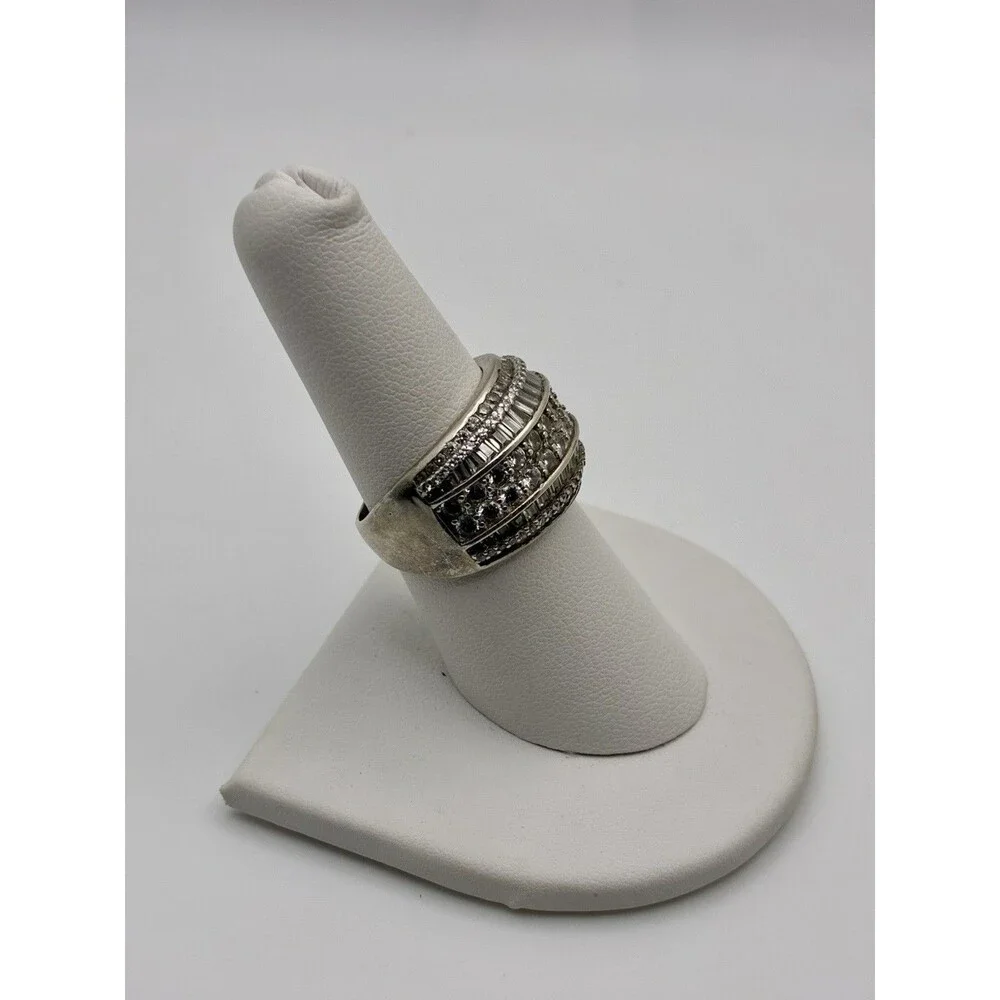 Sterling& Glass Statement Wedding Band Unisex Flashy Tested Sz 8 China FZN 8.45g
